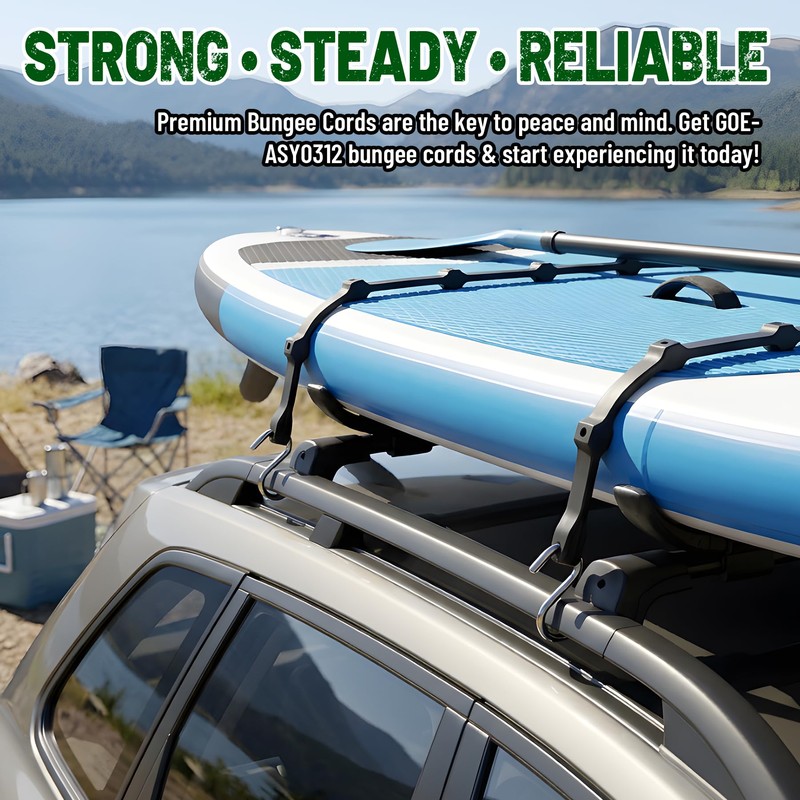 Adjustable Bungee Cords with Hooks, 10 Pack, 31", EPDM Rubber