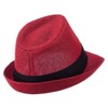 Hatiya Kid's Paper Straw Black Band Fedora (One Size, Red)