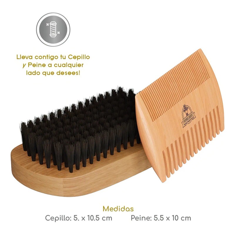 Kit Cuidado De Barba Y Bigote - Cepillo Y Peine