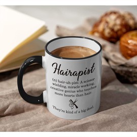 Koouyiedy Hairdresser Mug Gifts for Women, Hairapist Barber Hair Stylist Gifts for Female Men, Barbershop Hair Salon Gift 11OZ