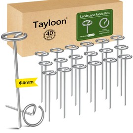 40 Pcs Landscape Fabric Pin Stakes, Thickened 8 Gauge Circle Top Garden Stakes, Galvanized Weed Barrier Stakes for Plant Support, More Holding Power Than U-Shaped Ground Nail, Not Easy to Bend