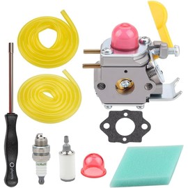 Powtol SST25 Carburetor for Poulan Weedeater Featherlite FL26 FL20 XT260 SST25CE SST25C FL20C FX26S FX26SC FL25 MX550 FX26 XT700 TE475 MX557 Trimmer Replace 530071822 C1U-W18