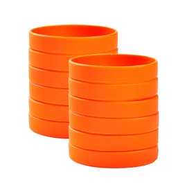 BRANDWINLITE Wholesale 12pcs/pack Rubber Bracelets Silicone Wristbands for Men,Women&Teens for Party Favors,Events,Sports,Classroom Funny,Training and Office-Orange 8"