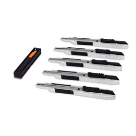 Internet's Best Snap-Off Utility Knife - Small - Set of 5 Pack - Blades Belt Clip - Retractable Razor Knife Set - Box Cutter Locking Razor Knife Tool - Good Grip