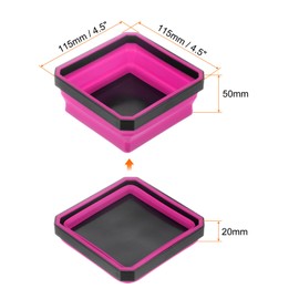 QUARKZMAN Collapsible Magnetic Parts Tray Foldable Tool Trays Square Small Metal Parts Organizer for Attaching Screws, Pens, Rose Red