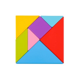 Tooky Toy TY879 Geometry Puzzle Tangram Wooden Colourful Children's Toy Learning Toy Wooden Toy for Toddlers Multicoloured