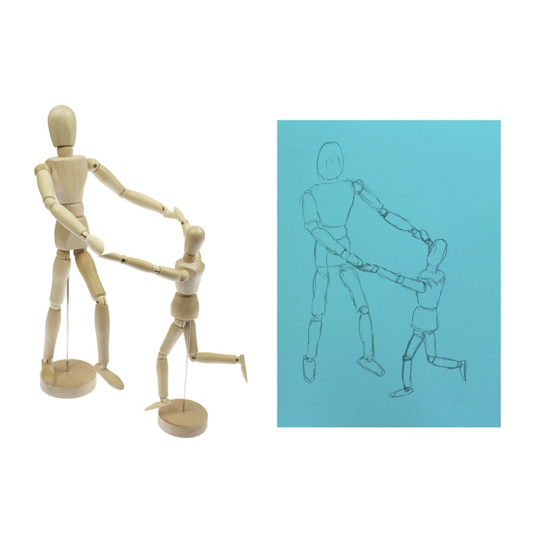 Kangaro Flexible Mannequin Wooden Doll 30 cm Buxus Wood