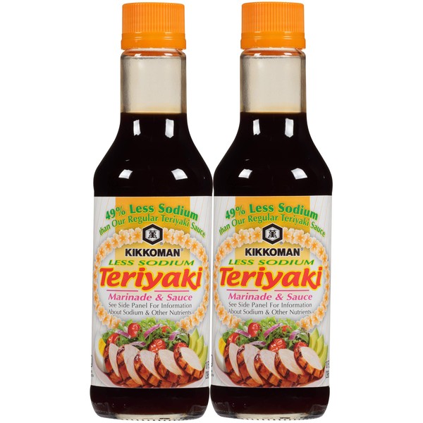 Kikkoman Less Sodium Teriyaki Sauce, 10 Ounce (Pack of 2,