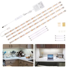 WOBANE Kitchen LED Under-Unit Light, 4 x 50 cm LED Cabinet Lighting with Switch, 12 V LED Kitchen Lighting, LED Strip Kitchen, for Cupboard, Shelves, Showcases, Wardrobe, 120 LEDs, 6000 K Cool White,