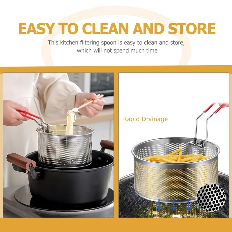 Frying Basket, Stainless Steel Pasta Basket, Fryer Basket with Long