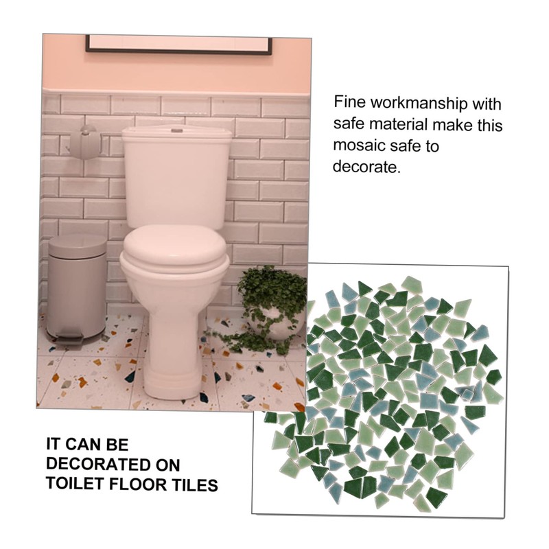 NUOBESTY 200g Green Broken Tiles Mixed DIY Tiles Ceramic Set
