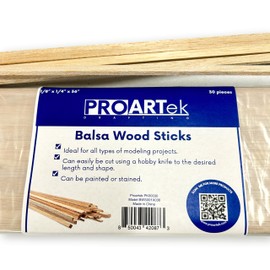 Proartek PK00030 Model BWS001X030 Balsa Wood Strips, 1/8" x 1/4" x 36" (Pack of 30) Select, Light-hued Wood Material with Exceptional Lightweight Nature, Ideal for Diverse Crafts