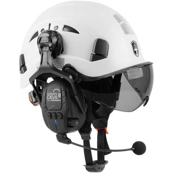 GREEN DEVIL Hard Hat Safety Helmet with Visor and Bluetooth