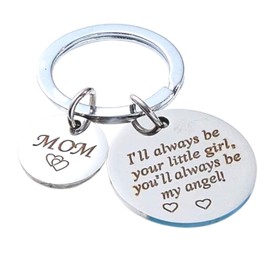 Family Keychain Gift for Father Mother Son Daughter Grandfather Grandmother Uncle Aunt Friends, Inspiration, Mother’s Day (Mom I'll always be your little girl)
