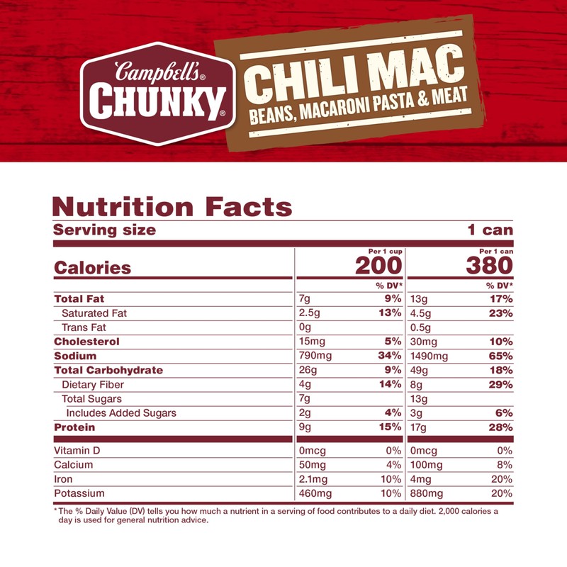 Campbell’s Chunky Soup, Chili Mac, 16.3 Oz Can
