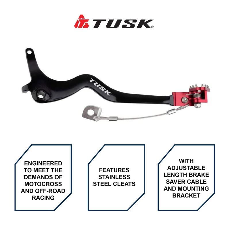 TUSK Aluminum Brake Pedal Red Tip - Fits: Honda CRF150F