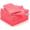 Okaei Microfibre Cloths Pack of 12, Cleaning Cloths, Tea Towels, Microfibre Cloths, Cleaning Cloths, Window Cloths, Multi-Purpose Cloths, Very Absorbent, 40 x 40 cm, Weight: 280 g/m², Red