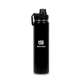 Beazyness 'universeBottle' Stainless Steel Drinking Bottle - BPA-Free - Leak-Proof - Suitable for Carbonated Drinks - Insulated Bottle with Screw Cap Fitness, Outdoor (Black, 710 ml)