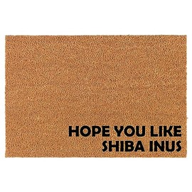 Welcome Doormat Coco Coir Door Mat Gift Hope You Like Shiba Inus Corner (24" x 16")