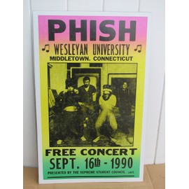 Vintage Phish Concert Poster, 1990, Middletown, CT, Wesleyan University