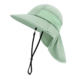 XIAOHAWANG Baby Sun Hats Toddler UPF 50+ Hat for Girl Boy Beach hat Kid Bucket Cap Infant Summer Caps Neck Flap (M(2-6 Years), Army Green)