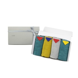 [aso] ss-kt270-h4-as1 99 Towel, Kuku Towel, Gift Wrapping, Towel Handkerchief, Hand Towel, Imabari, Colorful, Bicolor 4-Piece Gift Set (Assort 1)