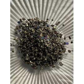 Chalcopyrite - Just Above 2mm no powder - 100% Chalcopyrite Peacock Ore Life+LOVE! Grounding Heart Love! ja2(1 ounce)