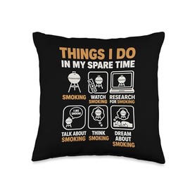 Things I Do In My Spare Time BBQ Grill Smoker Pitmaster Throw Pillow