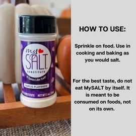 MySALT Garlic – Sodium-Free Garlic Salt Substitute – Clean Label, Cooking, Table Use, Heart Healthy Flavor