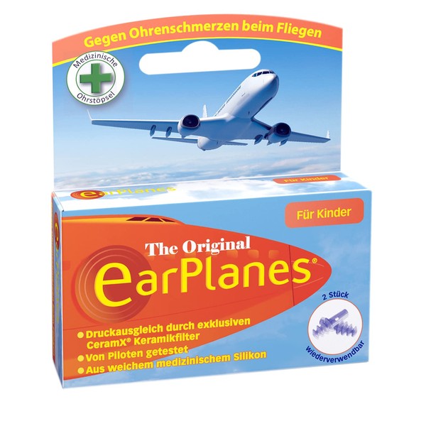 Cirrus EarPlanes für Kinder ab einem Jahr – Ohrstöpsel zum Druckausgleich auf Flugreisen, hilft Druck und Ohrenschmerzen beim Flug zu reduzieren, Ohrenschutz aus weichem Silikon, 2 Stück