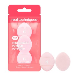 Real Techniques 3 x Mini Miracle Powder Puff Trio, Fix and Bake, Mini Makeup Puff for Loose and Pressed Powders, Targeted Under Eyes and Blemishes,