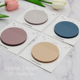 PARTSPOWER 200 Sheets Round Transparent Sticky Notes, 2.8 Inch In Diameter, 100 Sheets/Pad, Pastel Sticky Notes for Ananotating Books, Bible Journaling Supplies, Office School Supplies (Almond & Mist)