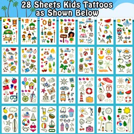 Leesgel Luminous Hawaiian Tattoos for Kids, 300 Styles Temporary Tattoo Stickers for Boys Girls Glow Hawaiian Party Decorations, Luau Beach Tropical Birthday Supplies Favours Accessories