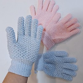 2-Color Pair Bath Exfoliating Mitts Pink Exfoliating Mitts Pair 3ea