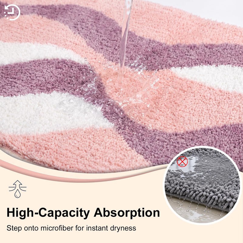 BLESWIN Microfibre Bathroom Mat Absorbent Bathroom Carpet 40x60cm Pink