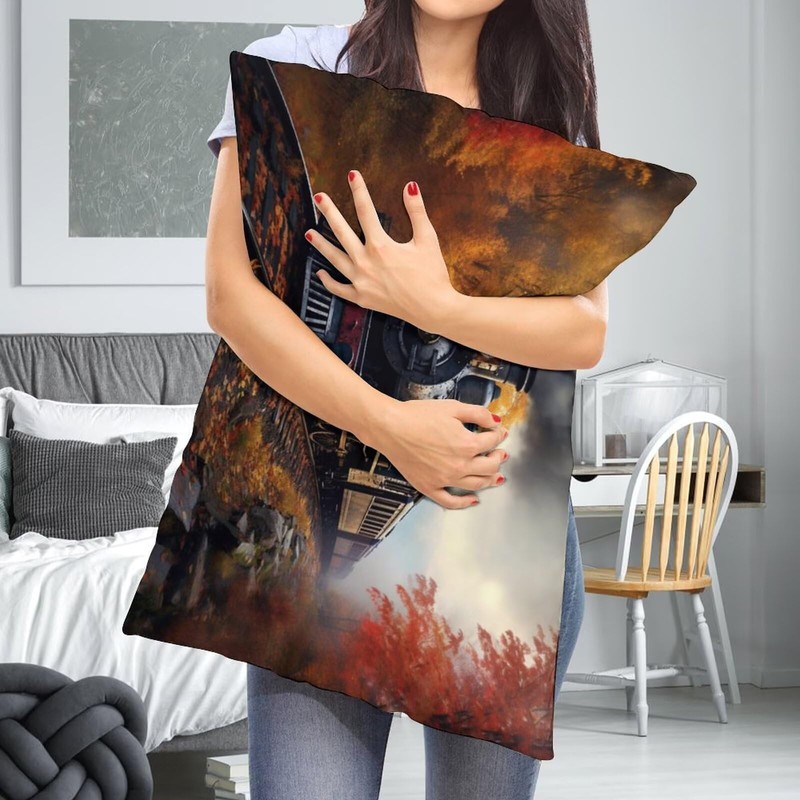Retro Train Throw Pillow Cover Queen Size Cushion Case 20x30