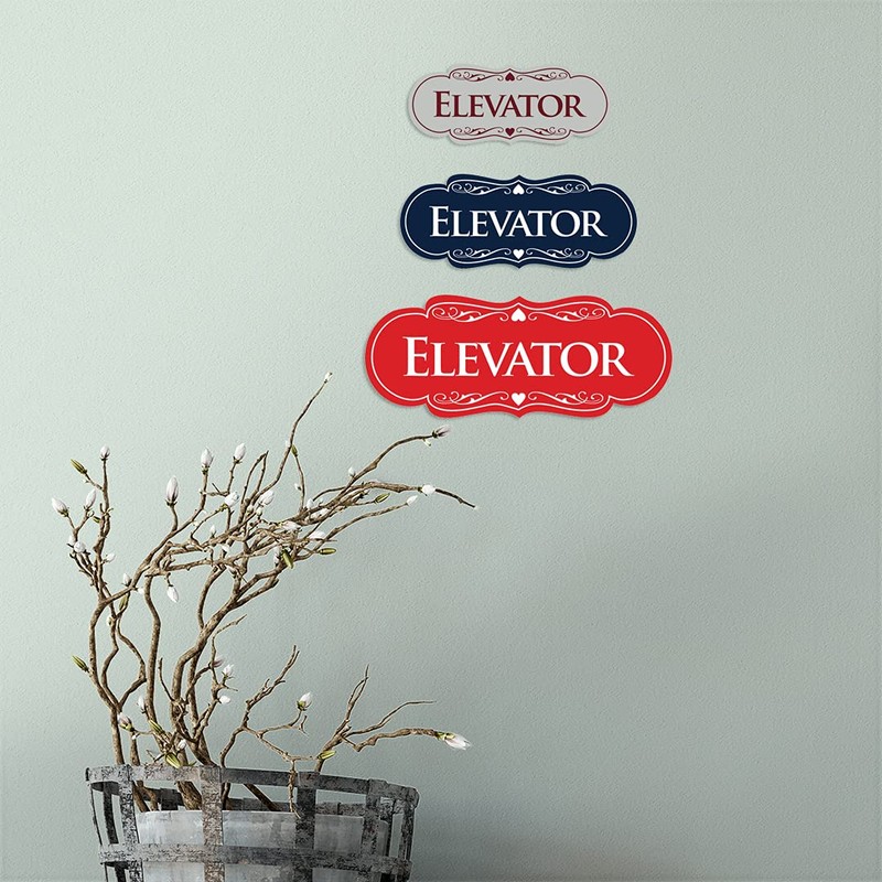 Signs ByLITA Designer Elevator Sign (White) - Large