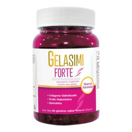Gelasimi Forte Gomitas con Colágeno Hidrolizado, Ácido Hialurónico, Queratina y Biotina para Cabello, Piel y Uñas, Antiedad, Belleza Mujer, Sabor Fres