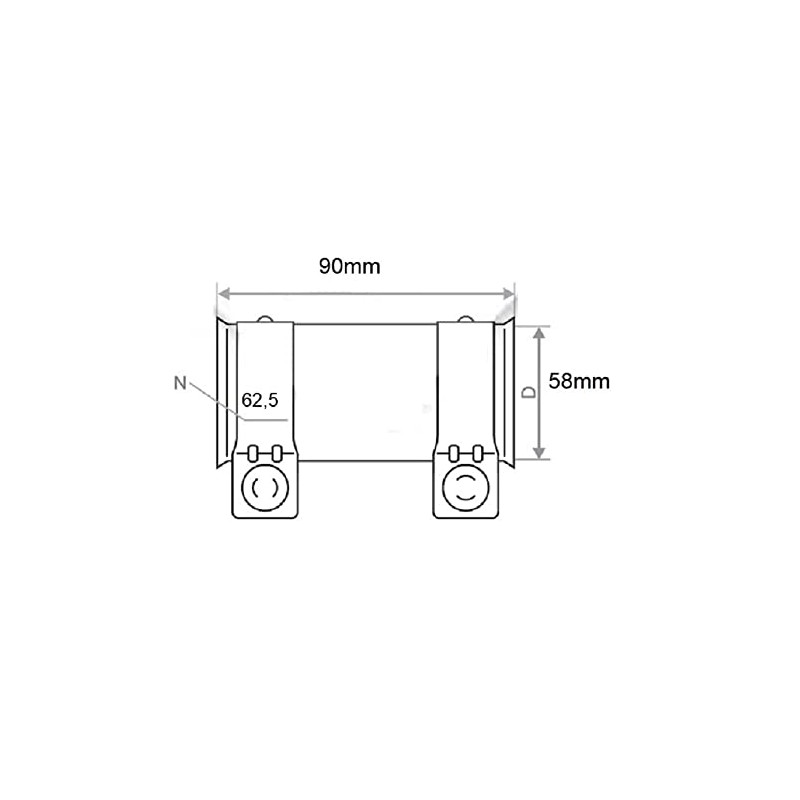 Universal Pipe Connector with Double Clamp for Exhaust System 90