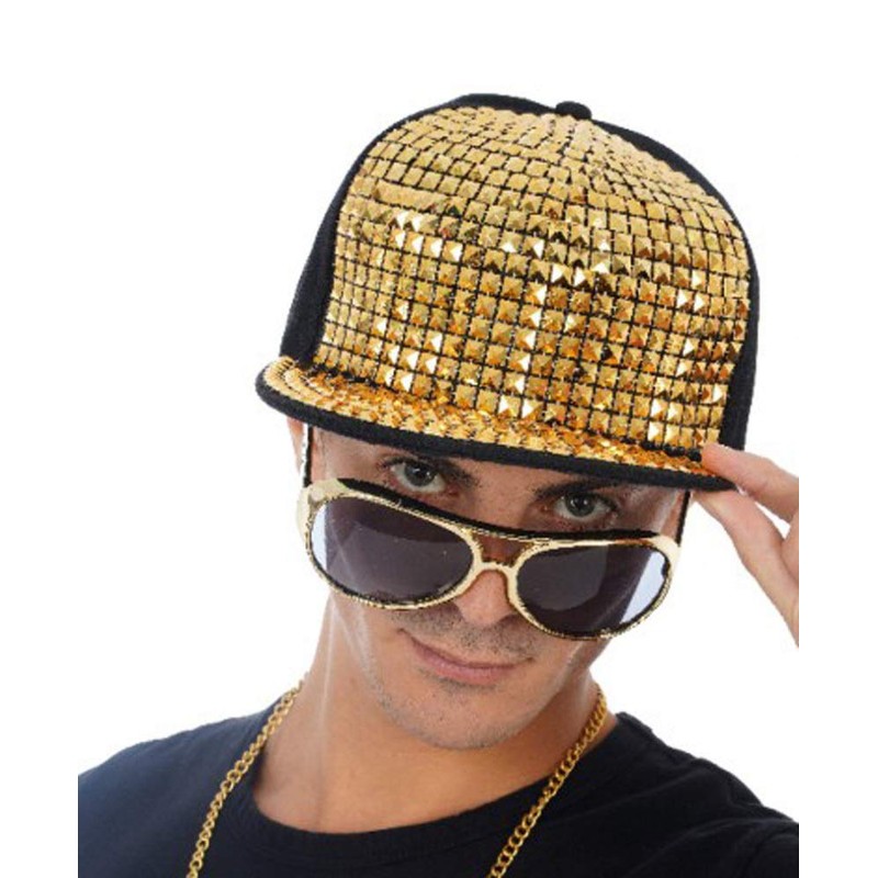 Gold Rock Star Cap with Gold Studs for Adults -