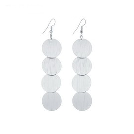 IDB Delicate Filigree Dangle Long Disc Drop Hook Earrings - available in silver and gold tones (Silver tone)