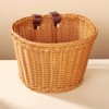 Woven Plastic Bicycle Basket with 2 Adjustable Leather Straps, Handwoven