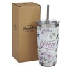 Christian Art Gifts Reusable Stainless Steel Travel Mug Tumbler w/Straw