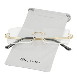 Gleyemor Rimless Rectangle Sunglasses for Women Mens Fashion Vintage Frameless Square Glasses with Gradient Lens (Transparent)