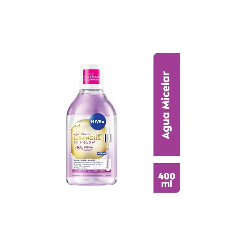 Agua Micelar Desmaquilla Nivea Luminous 630 Skin Glow 400ml