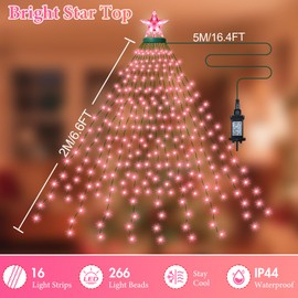 Forlivese Smart Color Changing Lights with Star Topper, APP Control Music Sync RGB Valentine's Day String Lights, Cascading Twinkle Lights for Indoor Outdoor Valentines Day Decorations