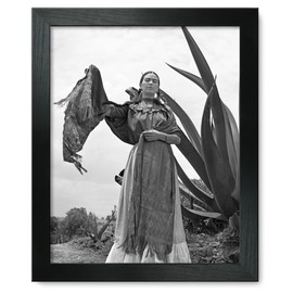 Framed Print 12x15: Frida Kahlo (Senora Diego Rivera) Standing Next To An Agave Plant