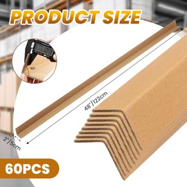 Yeaborn Cardboard Edge Protector 60 Pcs V-shaped Reinforced Cardboard Corners for Shipping 2” X 2” X 48” Pallet Corner Protectors Box Corner Protector Elevator Corner Protector