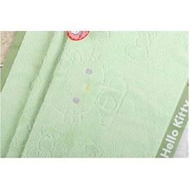 Kitty Lovely Beach Towel 28" X 52" 100% cotton bath shower Green Ribbon Pattern