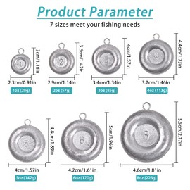 Fishing Weights Saltwater Coin Sinker Disc Sinkers Fishing Lead Weights Fishing Gear Tackle 1oz,2oz,3oz,4oz,5oz,6oz,8oz (8oz (2pcs))